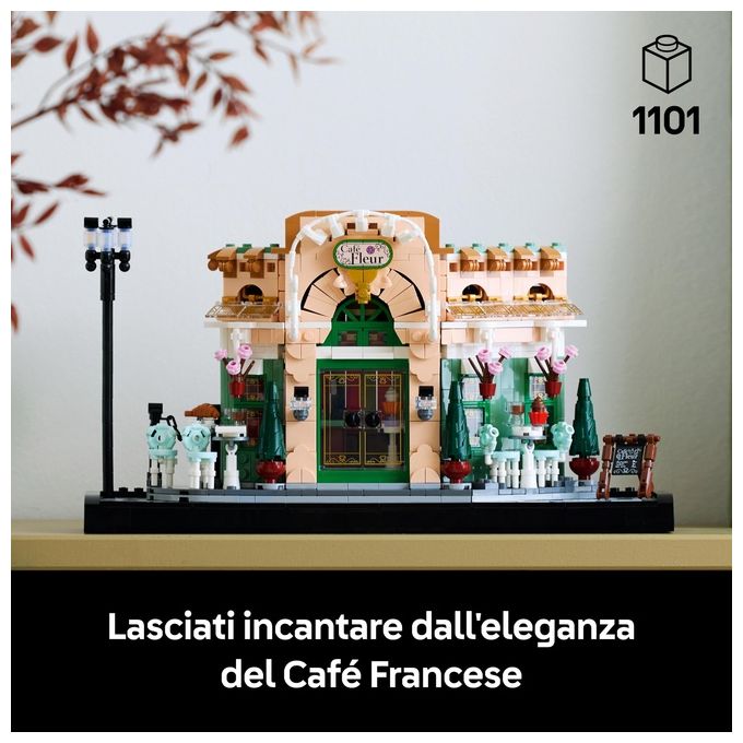LEGO 10362 Icons Kit Modellismo Fai da Te per Adulti con Libreria Decorativa e Café Francese 1101 Pezzi colore Nero