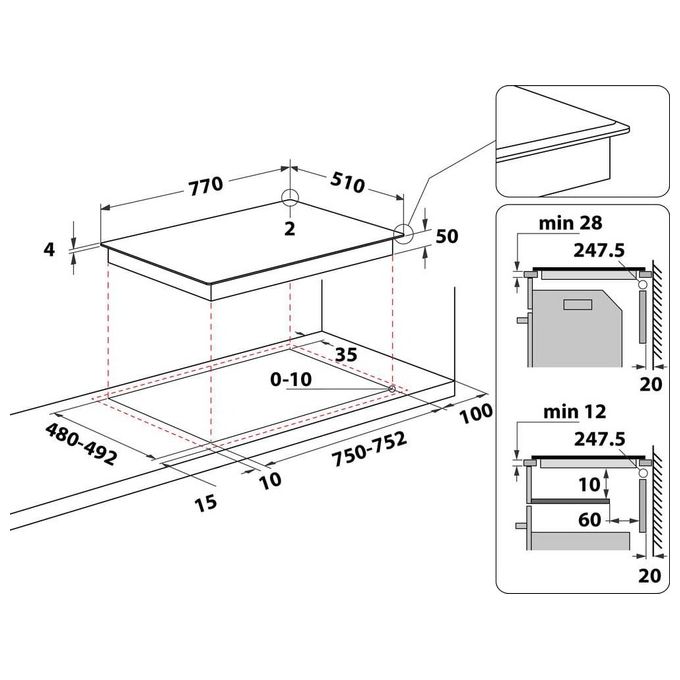 Hotpoint HS 3377C BF Piano Cottura ad Induzione 4 Zone Adattatore di Potenza Zona Flexi Duo 18 Livelli di Potenza Blocco Comandi 70 cm Nero