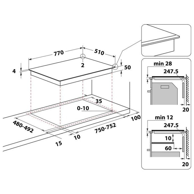 Hotpoint HS 3377C BF Piano Cottura ad Induzione 4 Zone Adattatore di Potenza Zona Flexi Duo 18 Livelli di Potenza Blocco Comandi 70 cm Nero