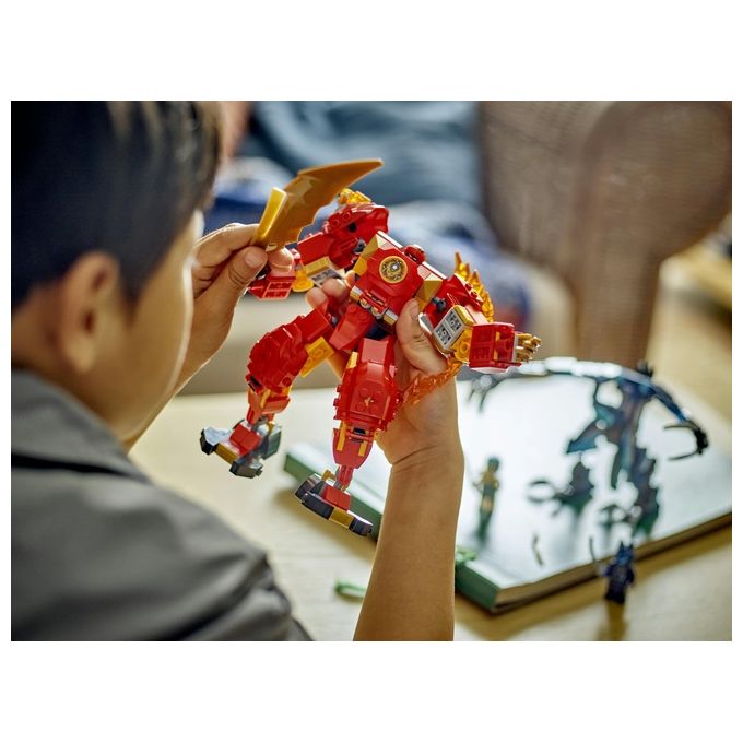 LEGO NINJAGO 71808 Mech Elemento Fuoco di Kai, Giochi per Bambini di 7+ Anni con 2 Action Figure da Costruire e 4 Minifigure