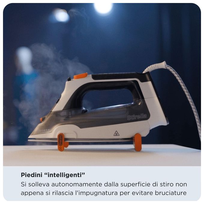 Ariete 6190 Step Up Ferro da stiro a vapore Smart Temp 2400W Piastra Ceramica 57 fori Vapore 30g-min colore Grigio Nero