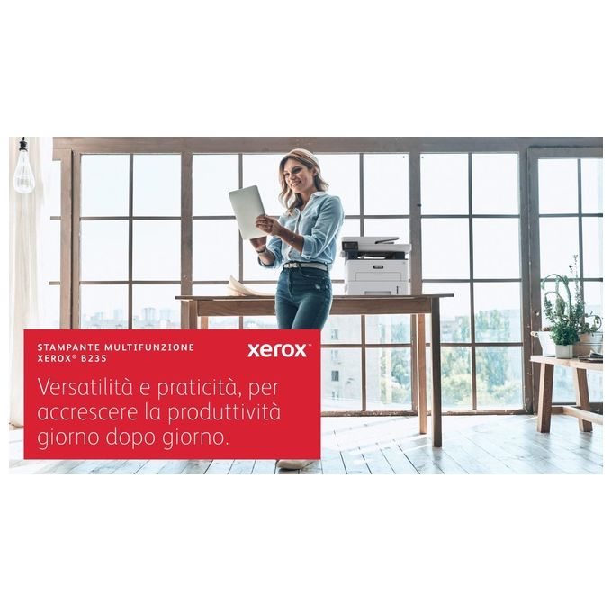 Xerox B235 Multifunzione Laser A4 Copia Stampa Scansione Fax 34ppm Bianco e Nero, Wireless con Stampa Fronte Retro, Pannello Touch a Colore