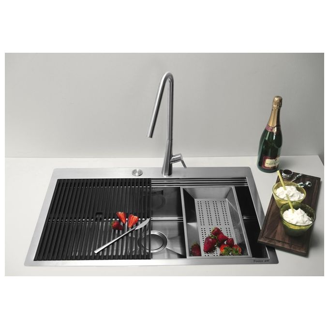 Foster 1031 050 Milanello Workstation Lavello Acciaio Inox Spazzolato da incasso Filotop 1 Vasca 48,6x52cm