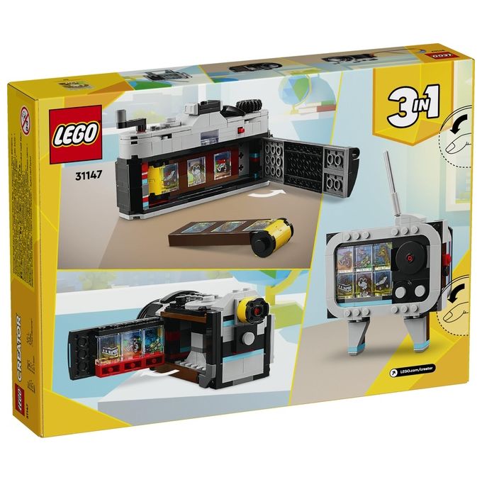 LEGO Creator 31147 3in1 Fotocamera Retro 31147-LEGO Giochi per Bambini 8+ Anni Macchina Fotografica Trasformabile in Videcamera o TV