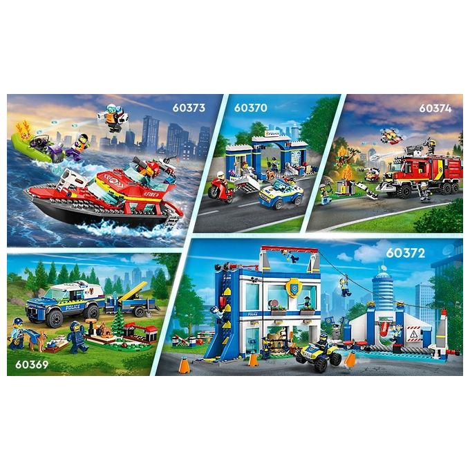 LEGO City Fire 60373 Barca di Soccorso Antincendio dei Vigili del Fuoco, Nave Giocattolo, Gommone e Minifigure, Idee Regalo