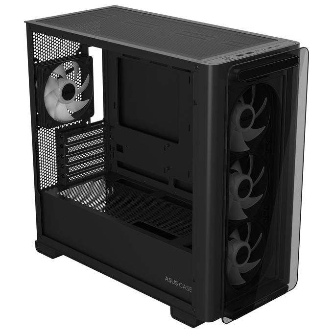 ASUS A23 PLUS TG ARGB BLACK Case Micro-ATX Supporto per Schede Madri con Connettori Nascosti Radiatori da 360 mm e Schede Grafiche da 380 mm 4 Ventole ARGB Preinstallate Nero