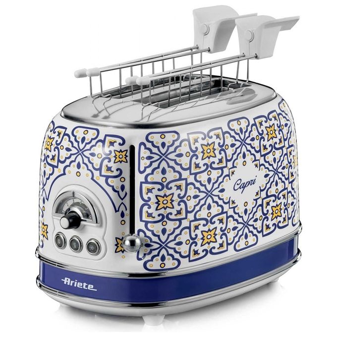 Ariete 00C01550CAR0 Capri Tostapane con Pinze 2 Fette Potenza 210 Watt con 6 Livelli di Doratura e Vassoio Raccogli Briciole