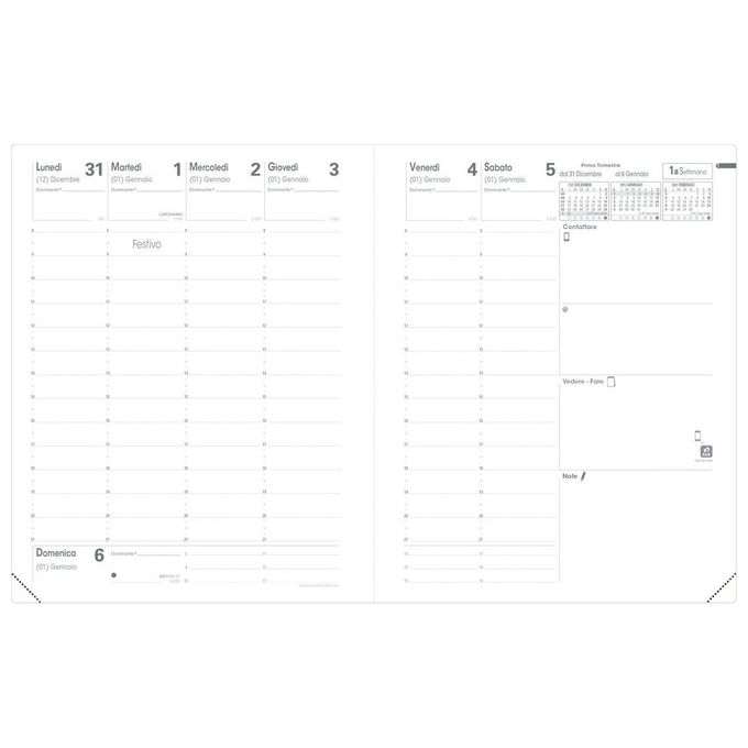 Quo Vadis Agenda PRESIDENTE Lingua italiana Anno 2025 Colore Bordeaux Formato 21x27cm Settimanale 13 Mesi