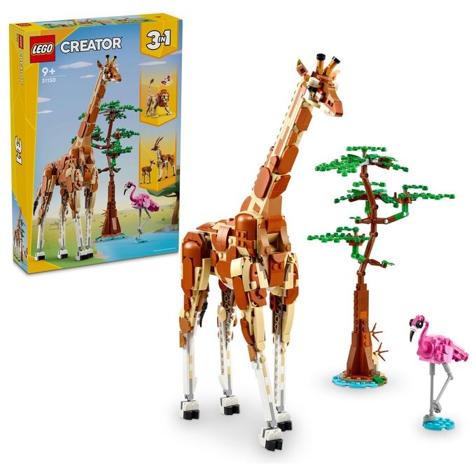 LEGO Creator 31150 3in1 Animali del Safari, Giocattolo Trasformabile da Giraffa in 2 Gazzelle o Leone , Giochi per Bambini 9+