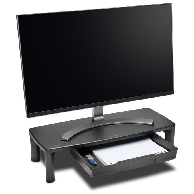 Kensington K55725WW Supporto per Monitor con Cassetto SmartFit Regolabile in Altezza per Monitor fino a 30'' e 15 Kg colore Nero