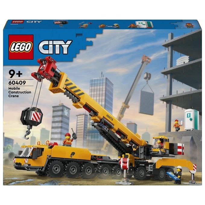 LEGO City Gru da Cantiere Mobile Gialla Giochi Creativi per Bambini e Bambine da 9 Anni con Veicolo Giocattolo da Cantiere con Funzioni Realistiche e 4 Minifigure Idea Regalo Divertente 60409