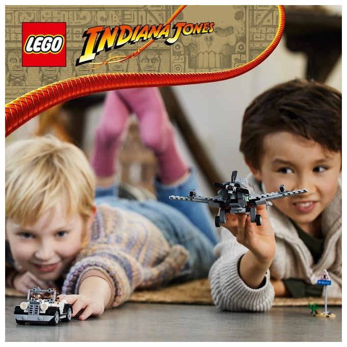 LEGO Indiana Jones 77012 L'Inseguimento dell'Aereo a Elica, Modello Aeroplano e Macchina Giocattolo dal film l'Ultima Crociata