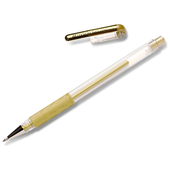 Pentel K118-X Hybrid Grip Penna Roller Gel Punta 0.8 mm Inchiostro Oro Metallizzato Confezione da 12 Pezzi colore Oro