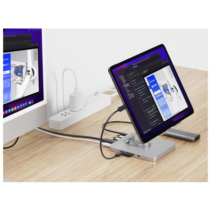 Conceptronic DONN26G Supporto per Tablet con Docking Station USB 3.2 Gen 1 8 in 1