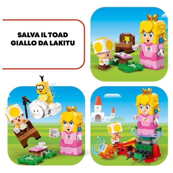 Lego Super Mario Avventure di Peach Interattiva Giocattolo con 4 Personaggi Nintendo tra cui la Principessa e un Toad Giallo