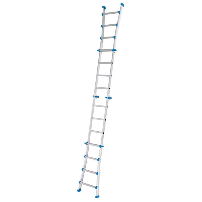 Colombo Scala EIFFEL 5+5 In Alluminio Altezza Massima 4,6 M Gradini Zigrinati Piedini Antisdrucciolevoli E Antiruggine