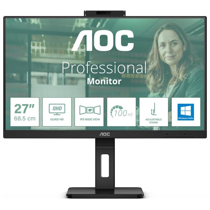 AOC Q27P3CW Monitor Pc 27'' 2560x1440 Pixel Quad Hd Led Nero