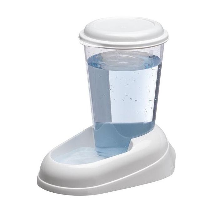 Ferplast Distributore d'acqua per cani e gatti NADIR Beverino 3 Litri per animali cani taglia piccola e media, Serbatoio trasparente con coperchio, Robusta plastica, Fondo antiscivolo, 29,2 x 20,2 x h 28,8 cm Bianco