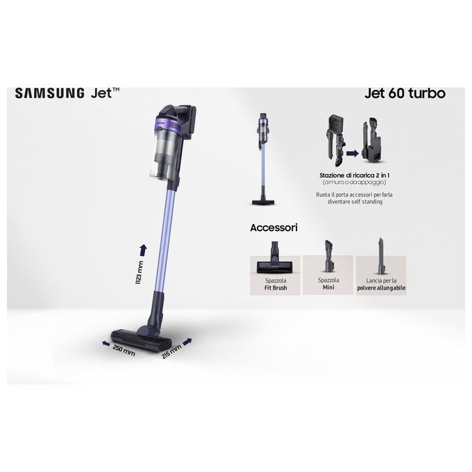 Samsung VS15A6031R4 Scopa elettrica Jet 60 Turbo senza filo finitura violet