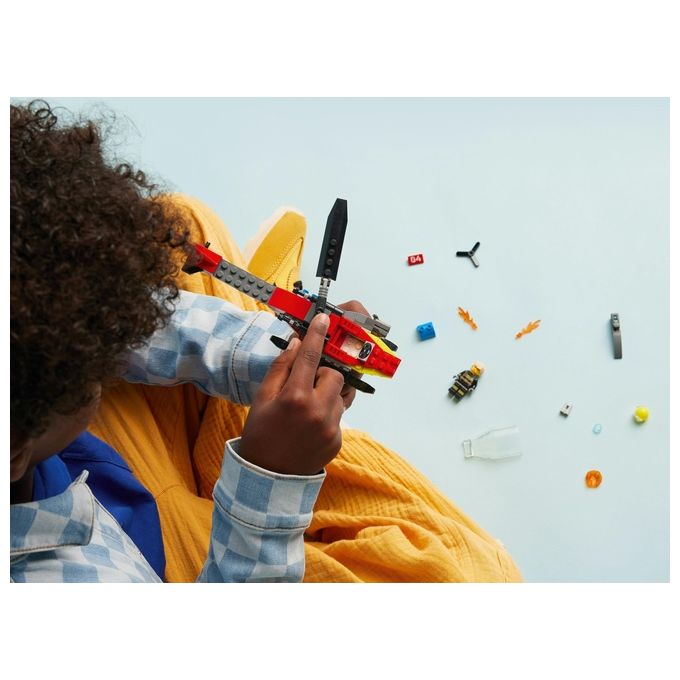 LEGO City 60411 Elicottero dei Pompieri, Veicolo Giocattolo con 2 Elementi Lancia-Acqua e Minifigure, Giochi per Bambini 5+