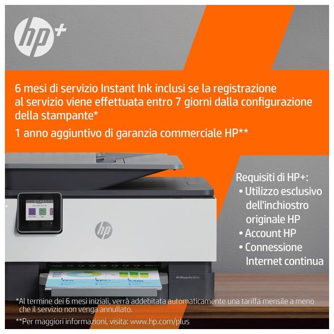 [ComeNuovo] HP Stampante Inkjet Multifunzione OfficeJet Pro 9012e Risoluzione 4800x1200 DPI A4 Wi-Fi