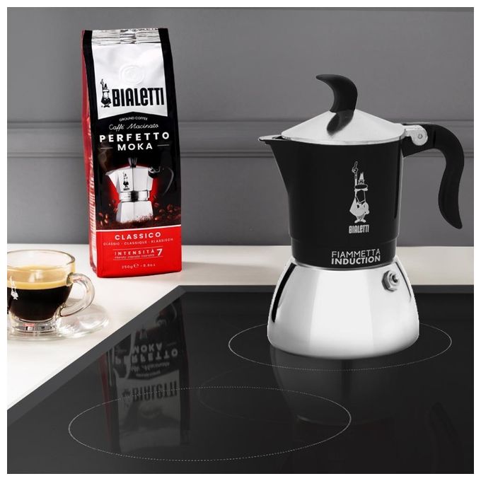 Bialetti Caffettiera Fiammetta Nera per Induzione 2 Tazze