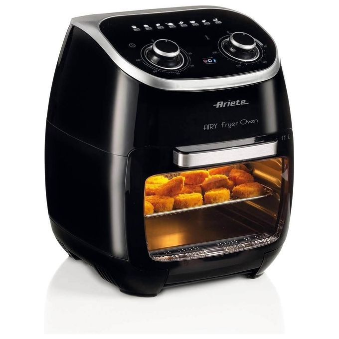 Ariete 4619 Air Fryer Oven - Friggitrice ad Aria e forno elettrico con cestello rotante 11 Lt. Funzione girarrosto ed essicatore 2000W 8 Programmi Nero