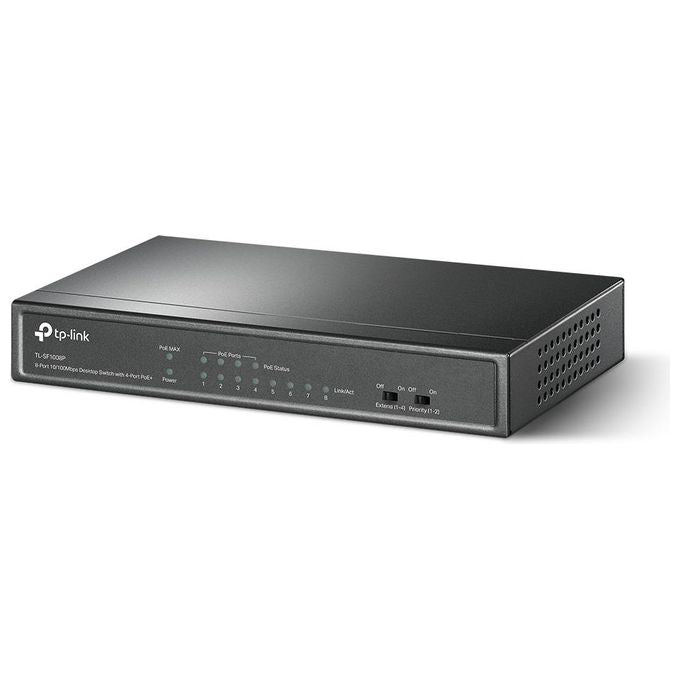 TP-Link TL-SF1008P Switch 8 Porte 10-100 Mbps con 4 Porte PoE IEEE 802.3af Budget 57 W colore Nero