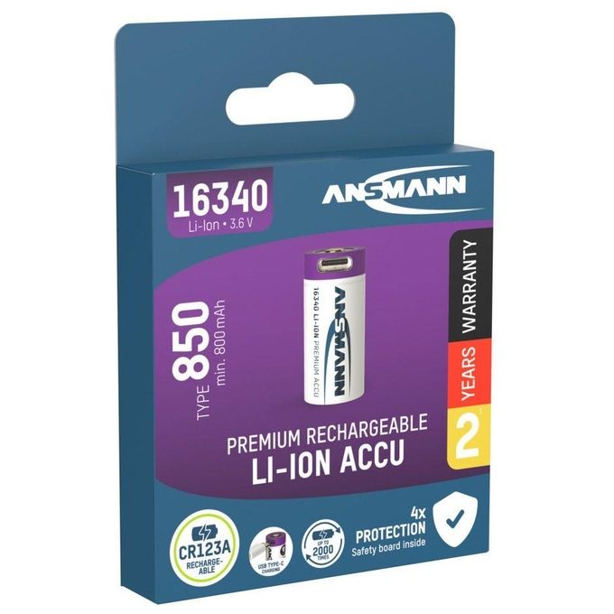 Ansmann 16340 Li-Ion Akku 850mAh 36V Micro Usb Input