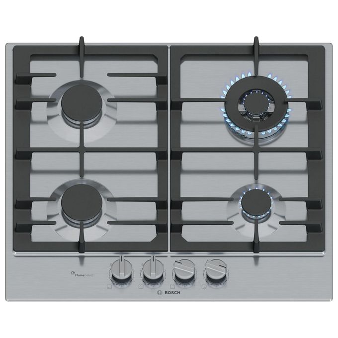 Bosch PCH6A5I90 Serie 6 Piano Cottura 4 Fuochi a Gas Larghezza 60 cm in Acciaio Inox colore Inox