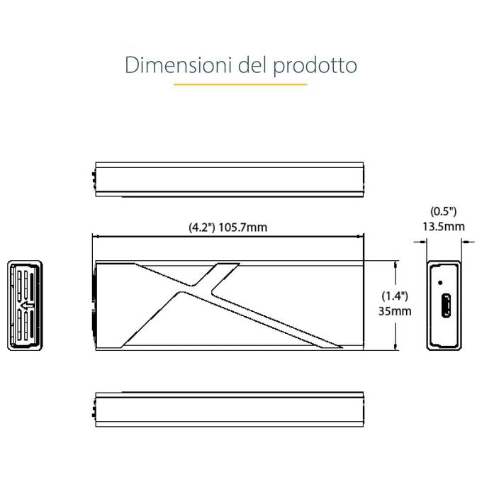 Startech.com Box Ssd M2 Nvme Adattatore Usb-C 10gbps a M.2 Nvme-Sata