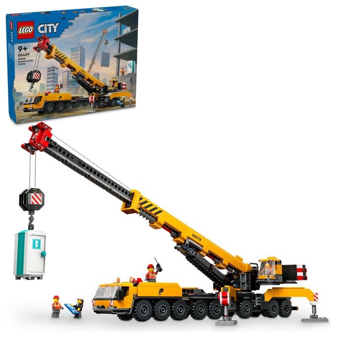 LEGO City Gru da Cantiere Mobile Gialla Giochi Creativi per Bambini e Bambine da 9 Anni con Veicolo Giocattolo da Cantiere con Funzioni Realistiche e 4 Minifigure Idea Regalo Divertente 60409