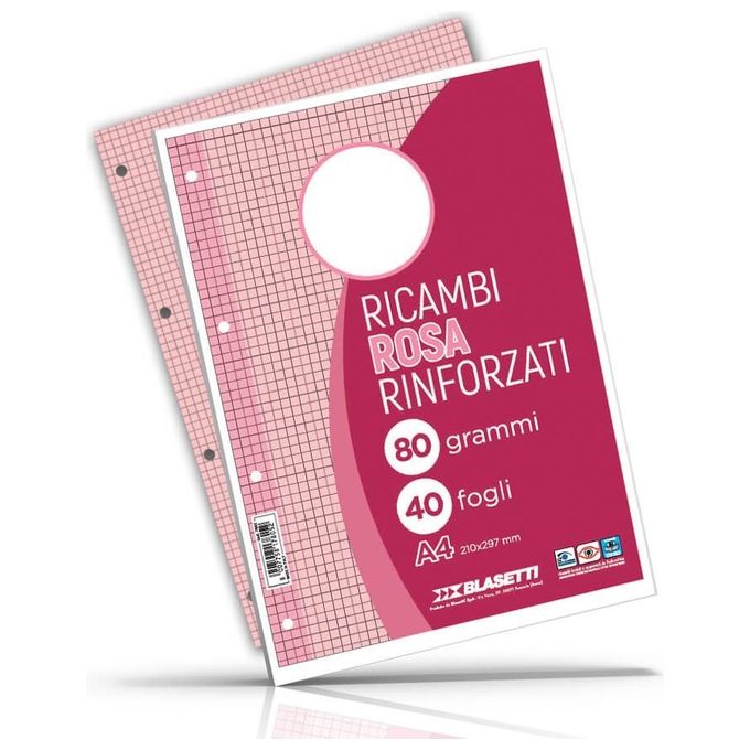 Blasetti Ricambi Rinforzati A4 Rosa 80gr 40 Fogli 1R