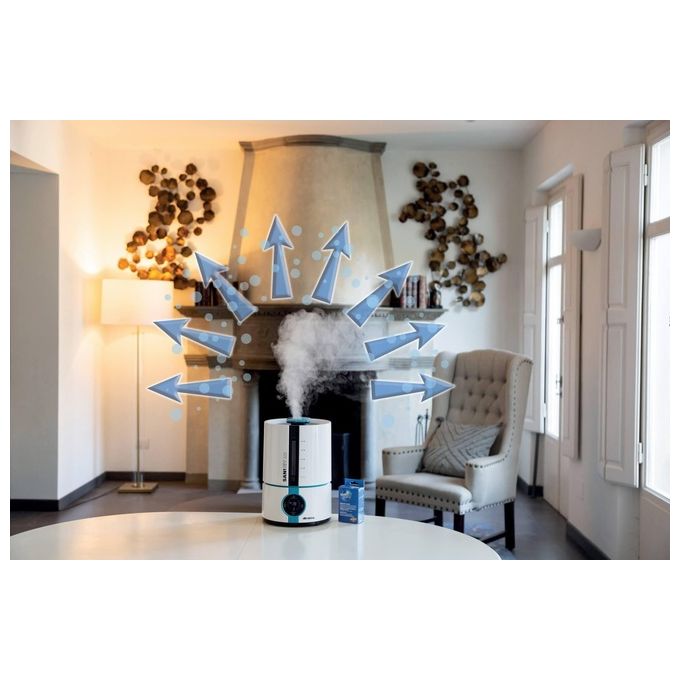 Ariete 2836 Sani-Jet Air Umidificatore a ultrasuoni 5 L 30 W per ambienti fino a 90 m² funzione igienizzante ionizzatore display LED touch colore Bianco Azzurro
