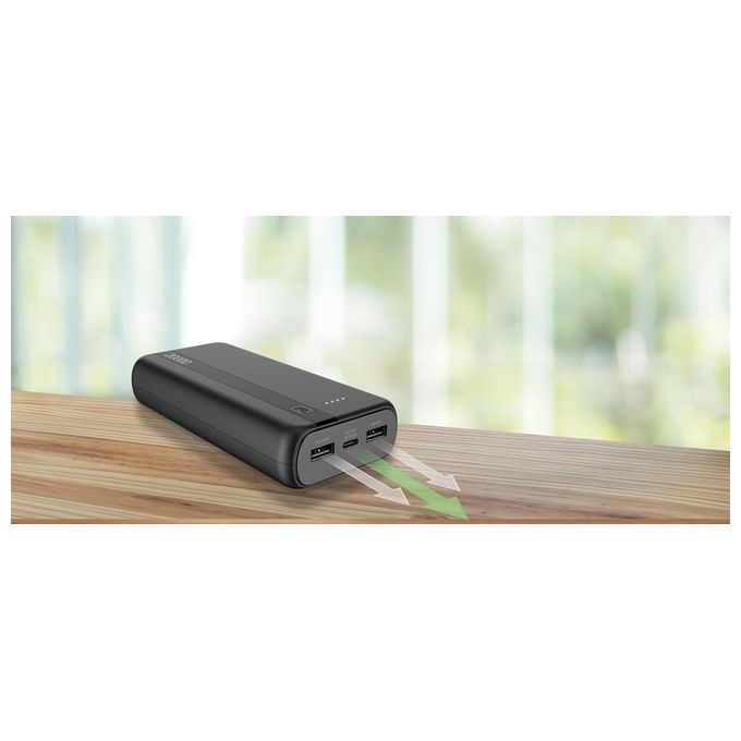 Cellular Line Power Bank 20000 mAh Input USB-C 10.5W Output 2xUSB 12W Li-ion LED luminosi indicano carica residua Nero