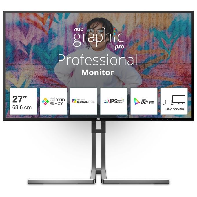 AOC U27U3CV Monitor PC 27'' 3840x2160 Pixel 4K Ultra HD LCD Nero