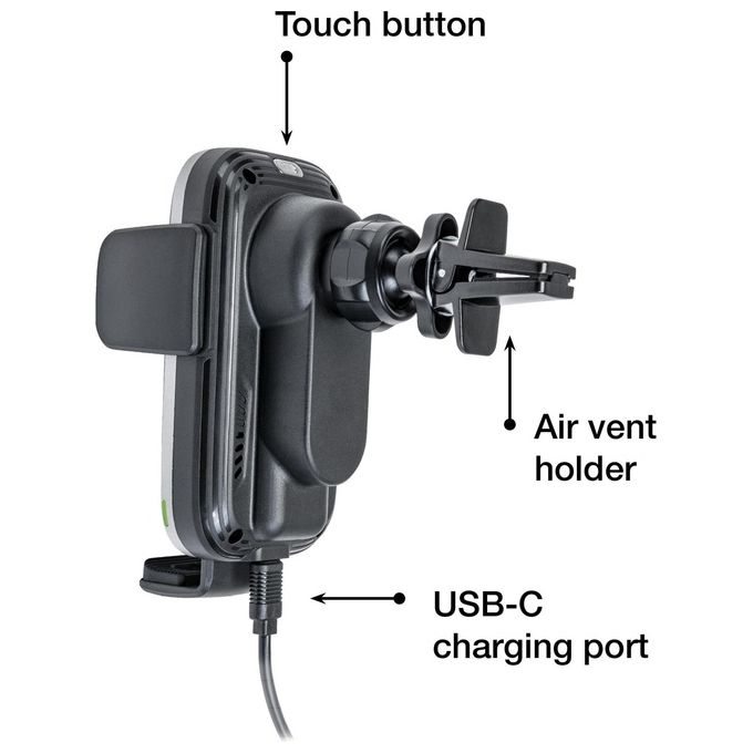 Verbatim Fast Qi Fast Wireless Car Caricabatterie USB-C 15W FWC-03 Pro