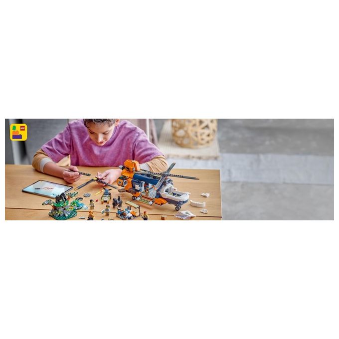LEGO City Elicottero dell'Esploratore nella Giungla Modellino di Veicolo Giocattolo da Costruire con Doppi Rotori Giochi per Bambini da 8 Anni con Campo Base 3 Animali Gorilla e 5 Minifigure 60437