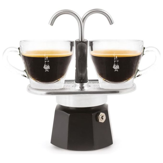 Bialetti mini express caffettiera 2 tazze nero alluminio con erogatore diretto
