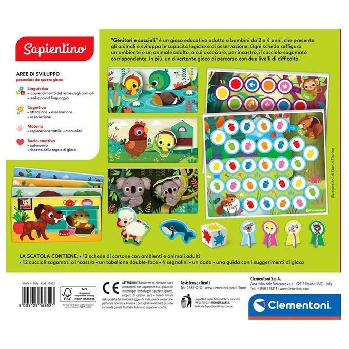 Clementoni Gioco Educativo Sapientino Baby Montessori Genitori e Cuccioli