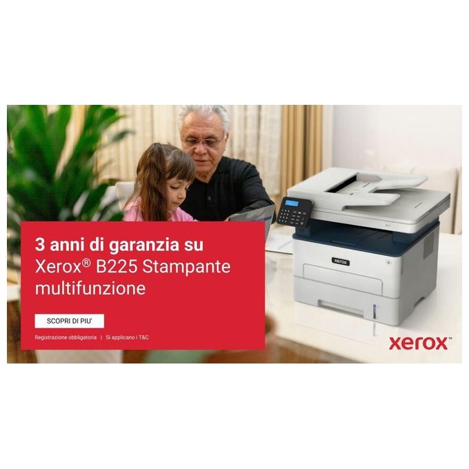 Xerox Stampante Multifunzione B225 Laser A4 34ppm Wireless con ADF e 2 Vassoi