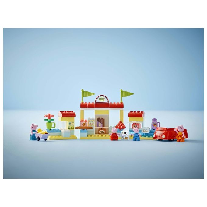 LEGO DUPLO Il Supermercato di Peppa Pig con 4 Personaggi, Set con Macchina Giocattolo e Negozio da Costruire in Mattoncini
