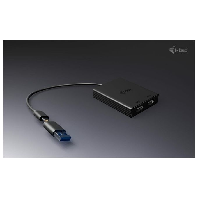 I-Tec USB-A-USB-C Dual 4K-60 Hz DisplayPort Video Adapter