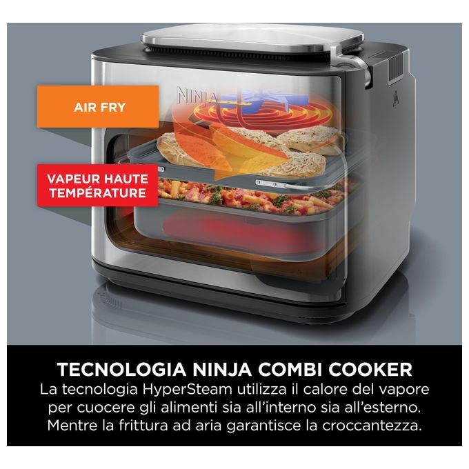 Ninja SFP700EU Combi 12-in-1 Multicooker Forno e Friggitrice ad Aria 12 Funzioni di Cottura Pasti per la Famiglia in 15 Minuti* Include Teglia Padella e Guida alle Ricette Grigio
