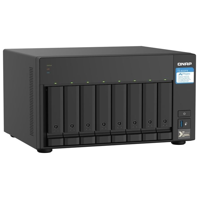 Qnap TS-832PX-4G Nas 8 Hd 35'-25' Sata6 2P Giga+2x 10gBe Sfp+2px 25gbe 3P Usb 3.0 4Gb Ddr4 SoDimm Cpu Al324 1.7ghz Qcore
