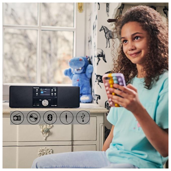 Panasonic SC-DM202EG-K Sistema Stereo Compatto Micro HiFi con CD Nero