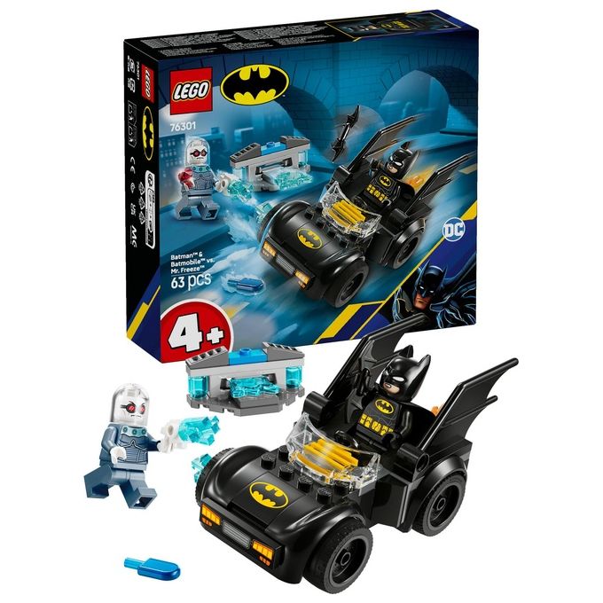 LEGO DC Batman e Batmobile Contro Mr. Freeze - Macchina Giocattolo del Supereroe con 2 Minifigure Accessori e Starter Brick per l'Auto Giochi per Bambini e Bambine da 4 Anni in su Idea Regalo 76301
