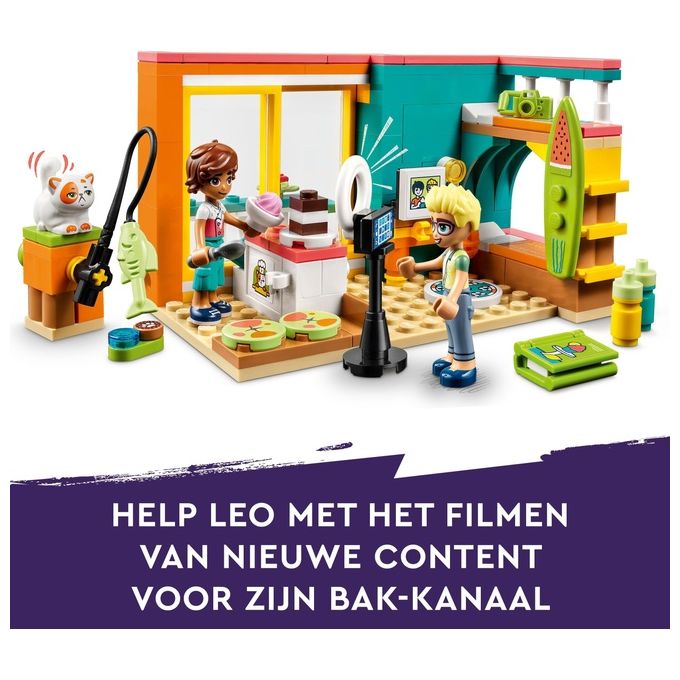 LEGO Friends 41754 La Cameretta di Leo, Set Camera da Letto a Tema Cucina e Video Making, Giochi per Bambini 6+ da Collezione