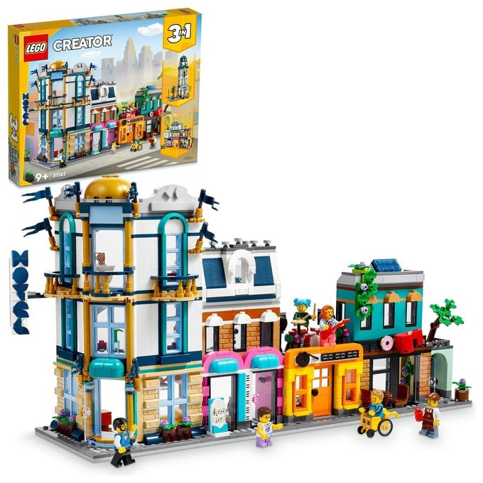 LEGO Creator 3in1 31141 Strada Principale, Grattacielo Art Déco o Strada del Mercato, Kit Modellismo per Costruzioni Creative