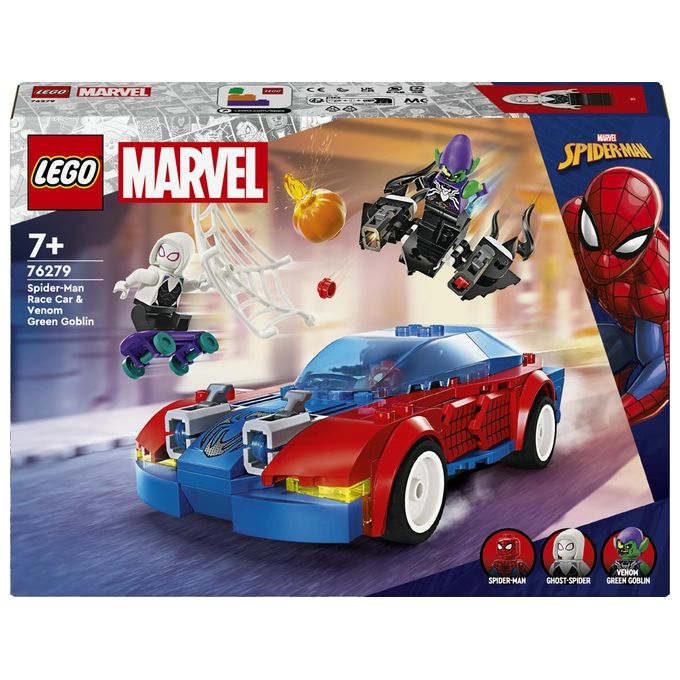 LEGO Marvel 76279 Auto da Corsa di Spider-Man e Venom Goblin, Gioco per Bambini di 7+ Anni, Veicoli Giocattolo dei Supereroi